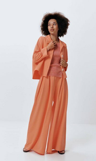 coral blouse